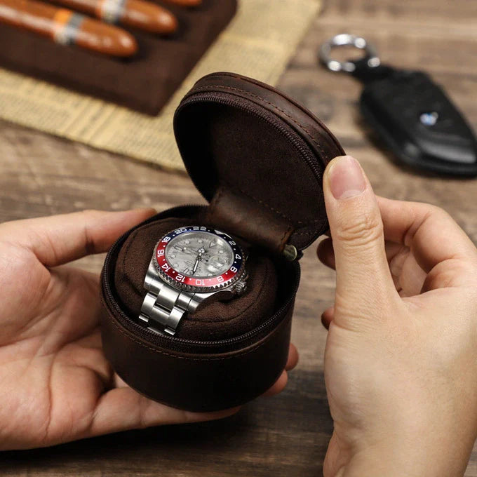 Rouleau de voyage portable en cuir véritable pour une montre de luxe